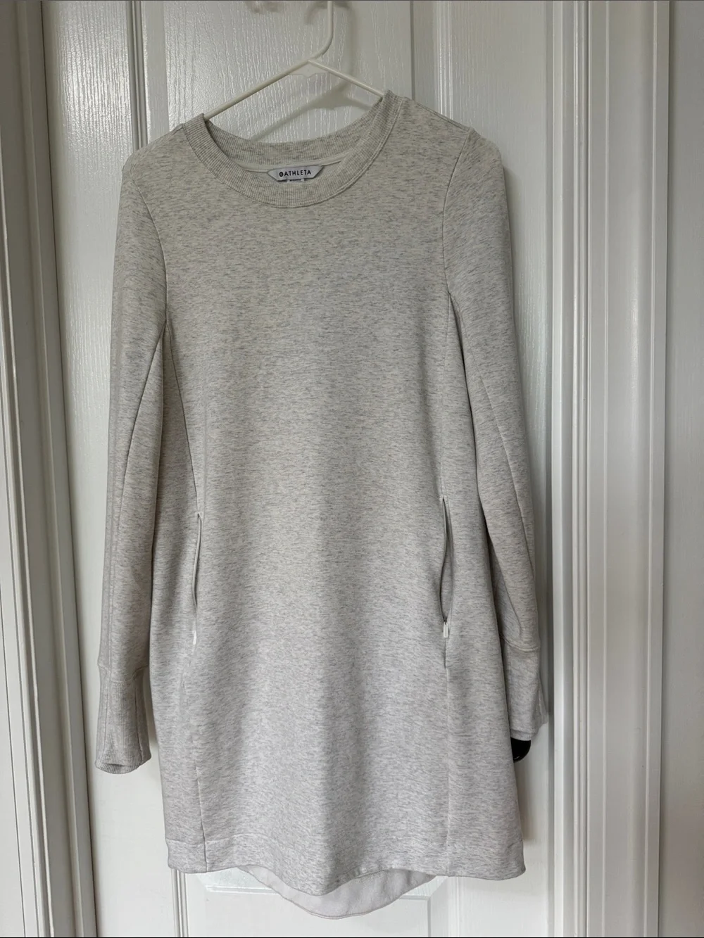 Athleta Light Heather Gray Long Sleeve Sweatshirt Dress - Picture 1 of 4